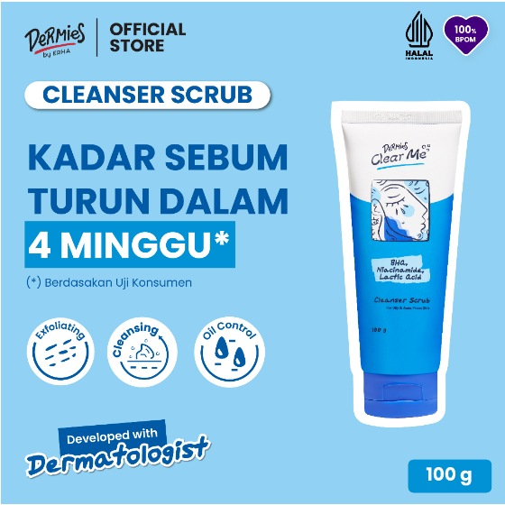 Dermies Clear Me Cleanser Scrub For Oily & Acne Prone Skin 100g