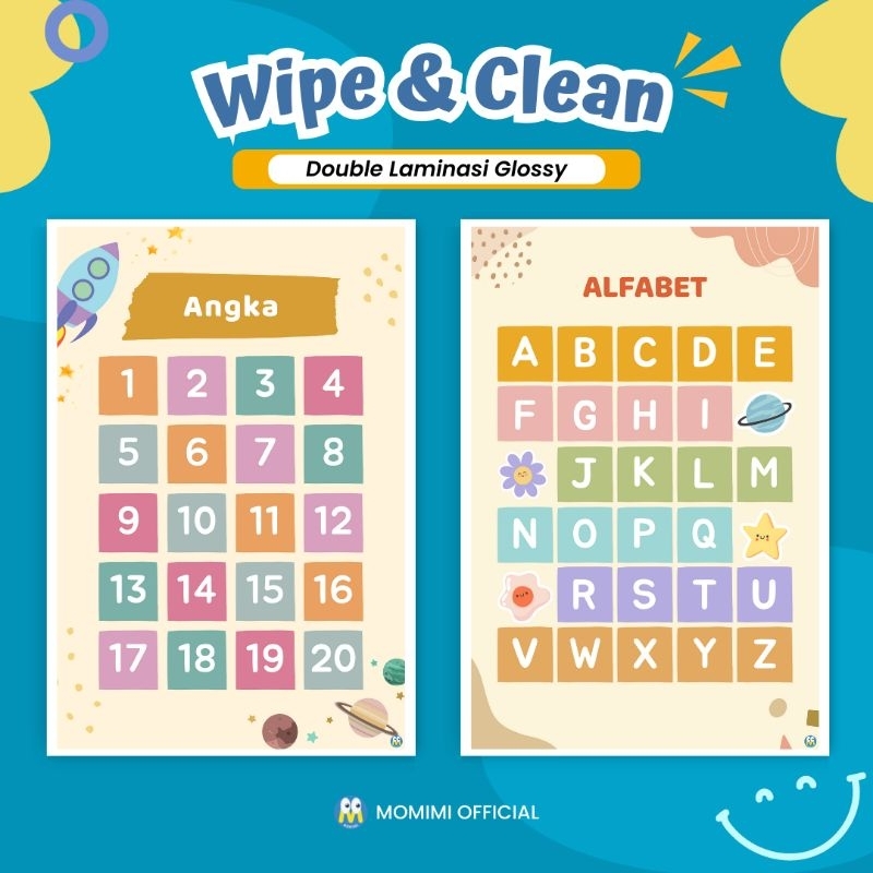 [WIPE & Clean] Educational Number and Letter Poster for Children ...