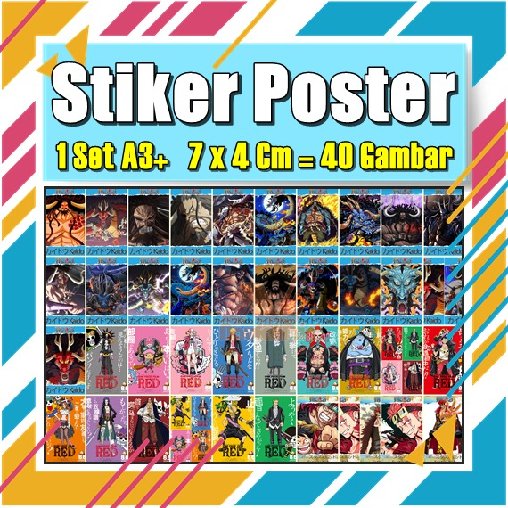 Poster Sticker Set Size 4x7cm 40 Anime One Piece Character Luppy Zorro ...