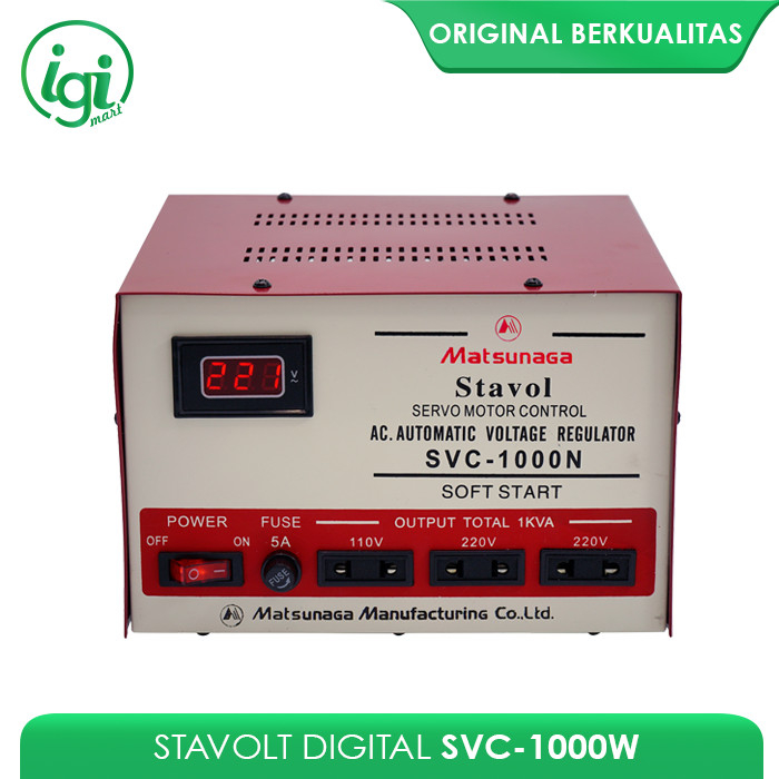 STAVOLT SVC DIGITAL 1000W MATSUNAGA STAVOL ELECTRICAL STABILIZER 1000VA ...