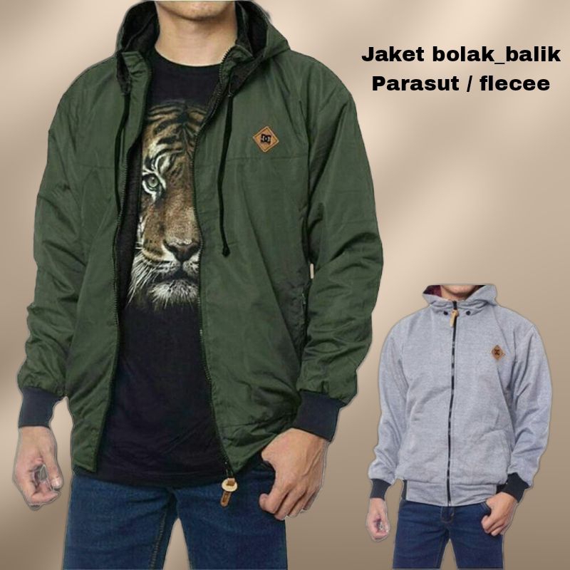 COD AVAILABLE] 2IN1 REVERSIBLE JACKET PERASUT JACKET FLEECE/ MEN'S ...
