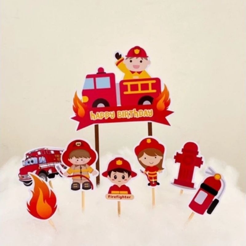 Fire FIGHTER CAKE TOPPER / CAKE TOPPER Happy Birthday Birthday CAKE ...