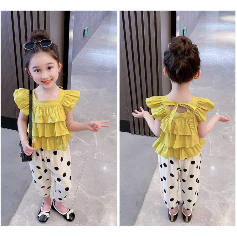 One Set MIOMI Polka (1-5 Years Old)/Girls Suits/Crinkle Kids Suits/Cute ...