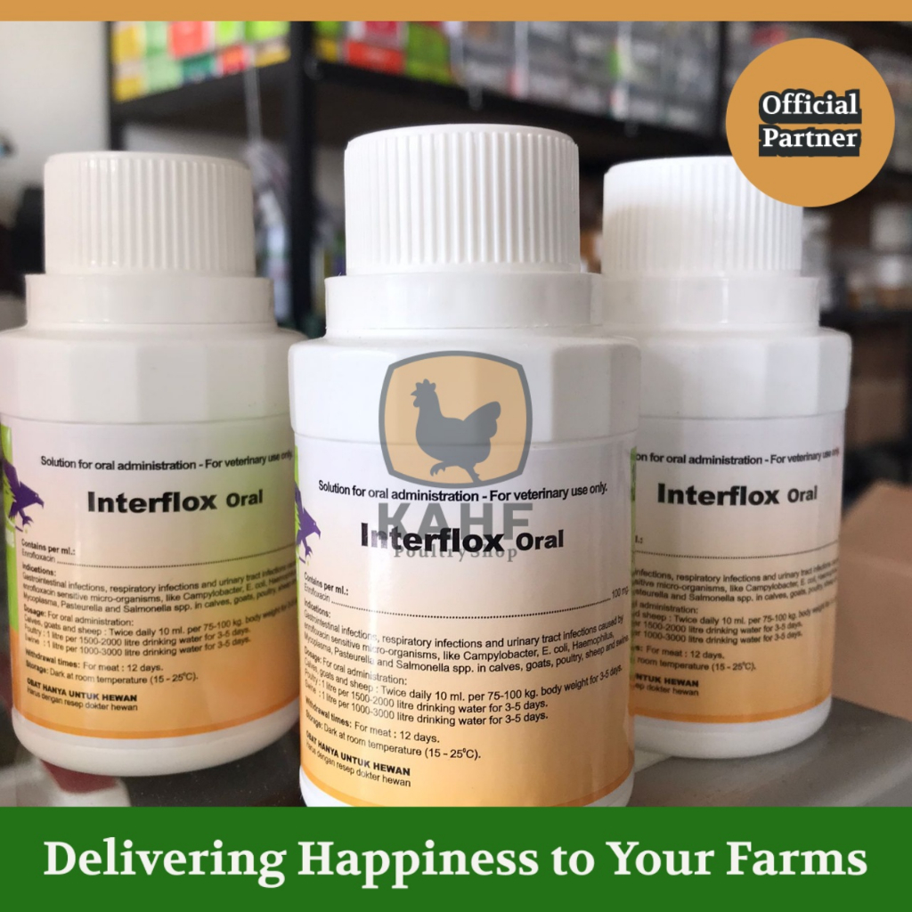 Interflox Oral 100ml Flu Medicine Diarrhea Cough Cold Animal Cow