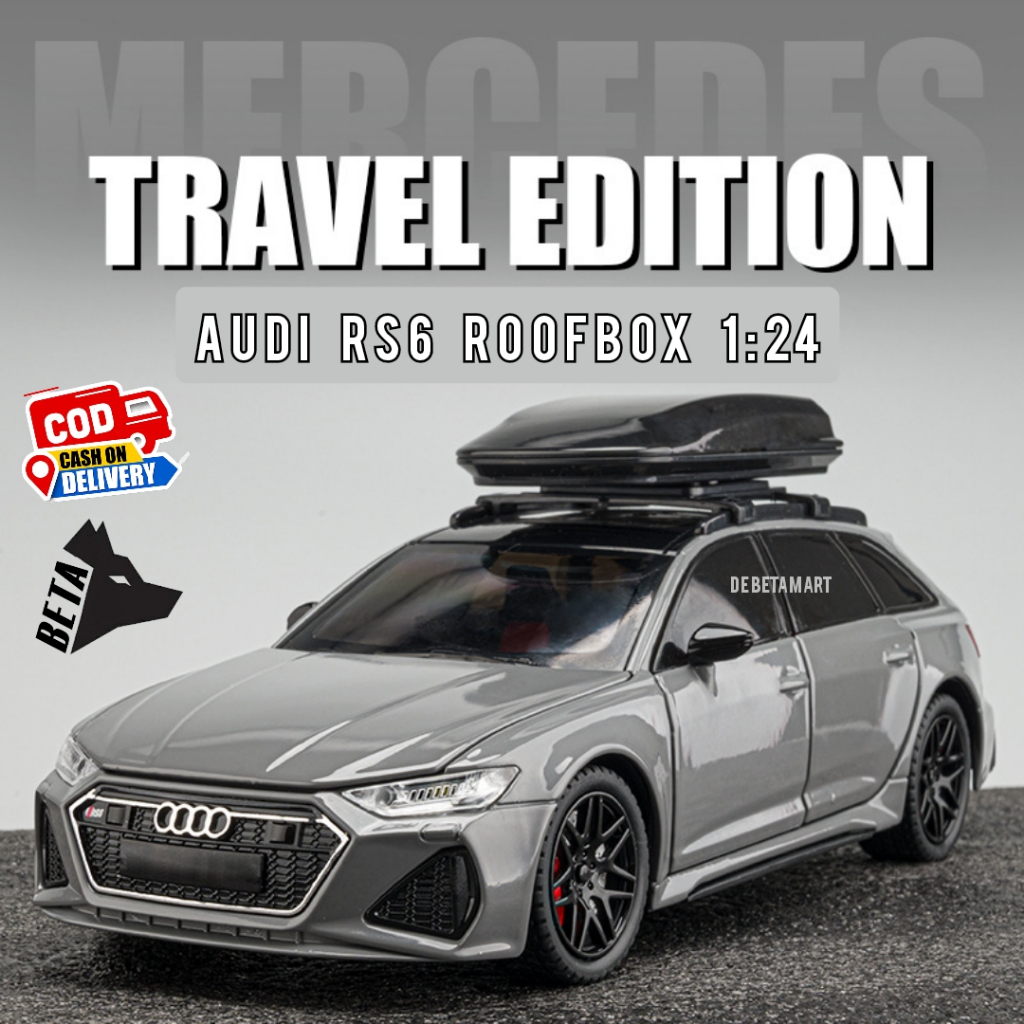Voiture Miniature 1:24 Audi RS6 - Modèle Diecast Métal Gris - Pour Collection à Partir De 17 Ans