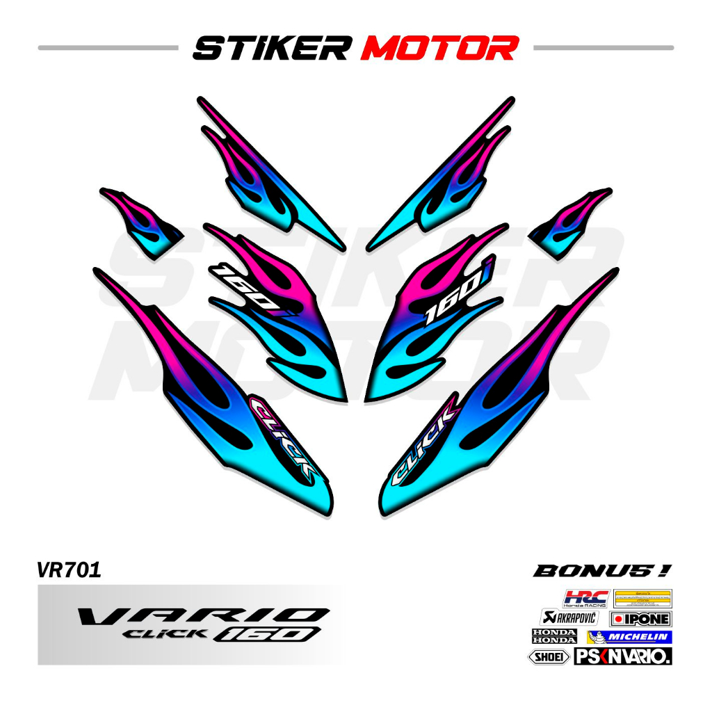 Vr701 STRIPING VARIO 160 VARIATION FIRE MOTIF STICKER HONDA CLICK 160 ...