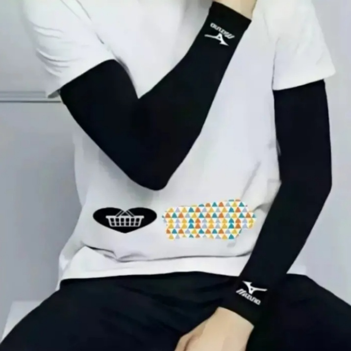 HITAM Mizuno ARM SLEEVE Cuff Long SLEEVE logo Men Women Adult Black