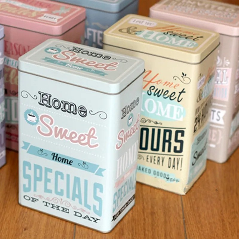 Vintage retro metal Tin box Multipurpose Coffee Tea Sugar box Shopee