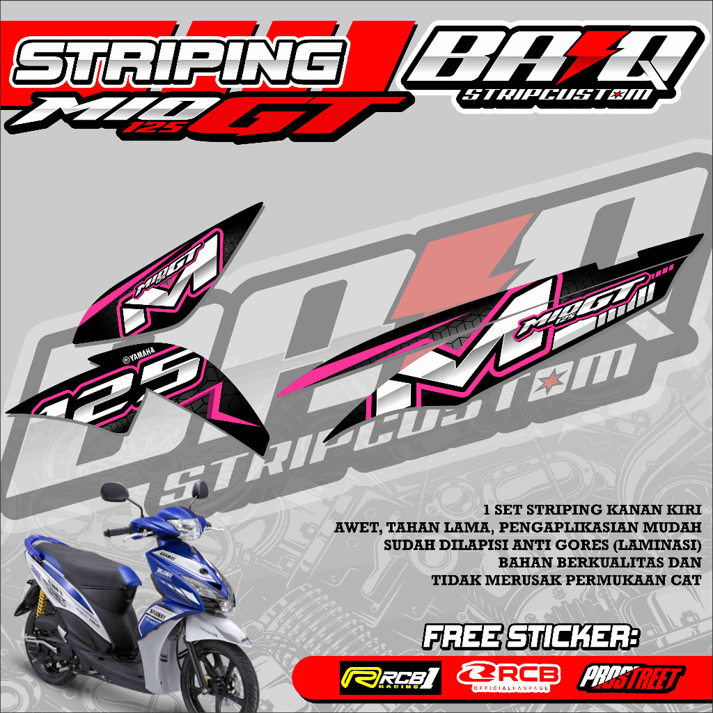 STRIPING STICKER MIO 125 GT - STRIPING MIO 125 GT PREMIUM ABSTRACT 03 ...