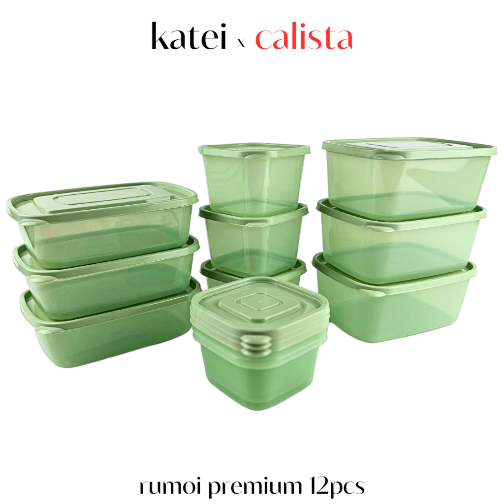 FOOD CONTAINER CLEAR SQUARE JARS CALISTA RUMOI SEALWARE 1 SET OF 12 PCS ...