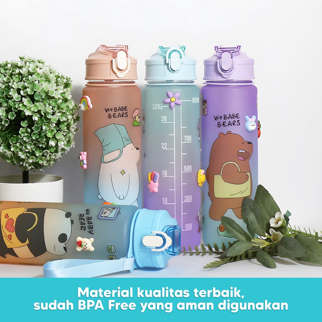 Bottle Bear 900ML / Free Sticker 2D & 3D / Gradient Color Bottle ...