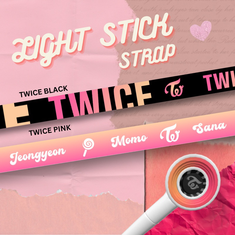 Twice CANDY BONG Pink Black Light Stick Strap/ Bag Strap for ONCE
