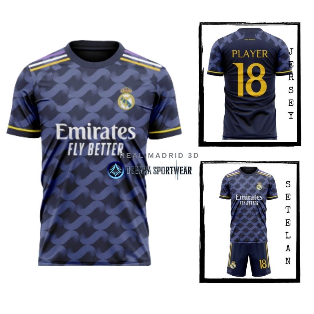 Jersey REAL MADRID AWAY 2023-2024 Latest FULL PRINTING PREMIUM FREE ...