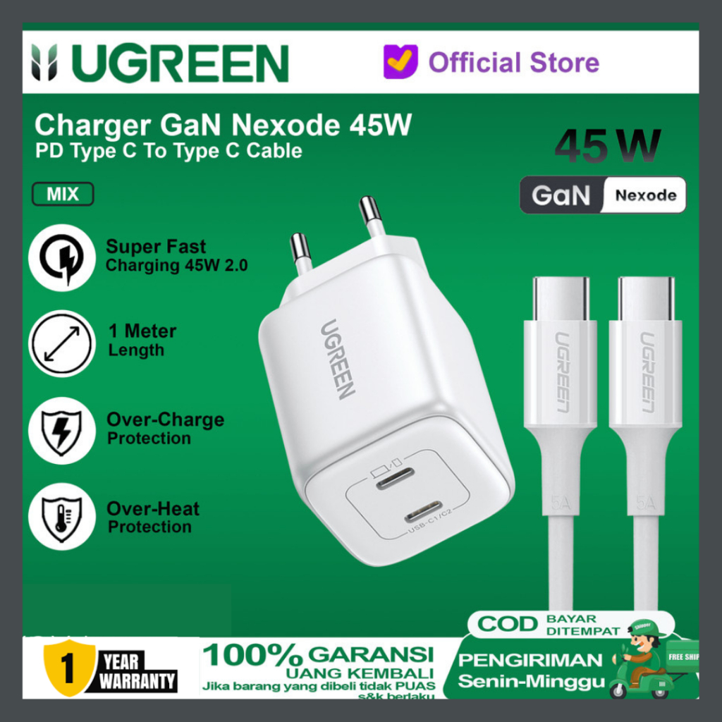 Ugreen Nexode Gan Fast Charger 45w Dual Port Type C Shopee Philippines 9717