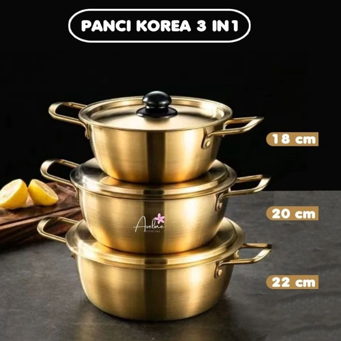 Best Selling AVELINE Korean Pans SET 3IN1/3IN1 GOLD RAMEN Pans/PREMIUM