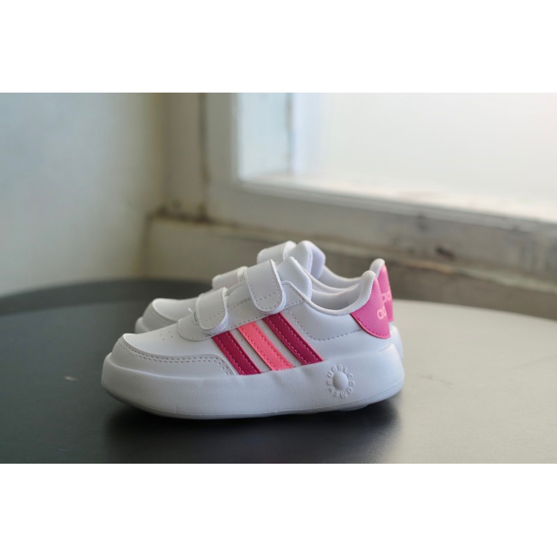 Original ADIDAS NEO BUBBLE COMFY WHITE PINK STRIP CHILDREN S SHOES Shopee Philippines