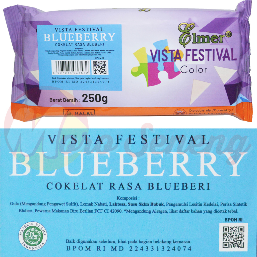 Elmer Blueberry 250gram Blue Chocolate Rainbow Compound 250gr | Shopee ...
