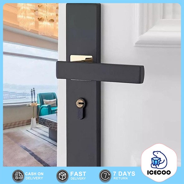 Black indoor door lock, silent bedroom door lock, magnetic suction ...