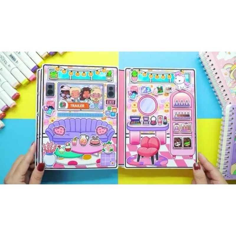 Toca Boca Toy Paper Doll Series Y2K/ Toca Pink House Has Been Arranged ...