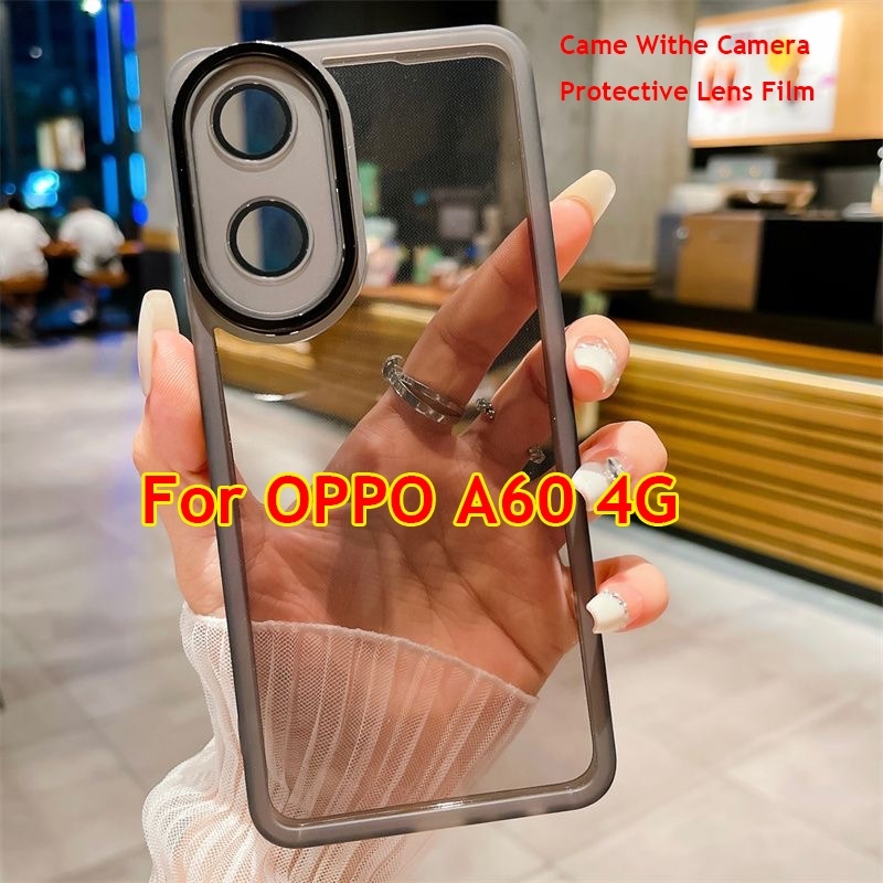 Oppo A60 4G Silicone Clear Square Plating Camera Lens Cover Soft Casing ...