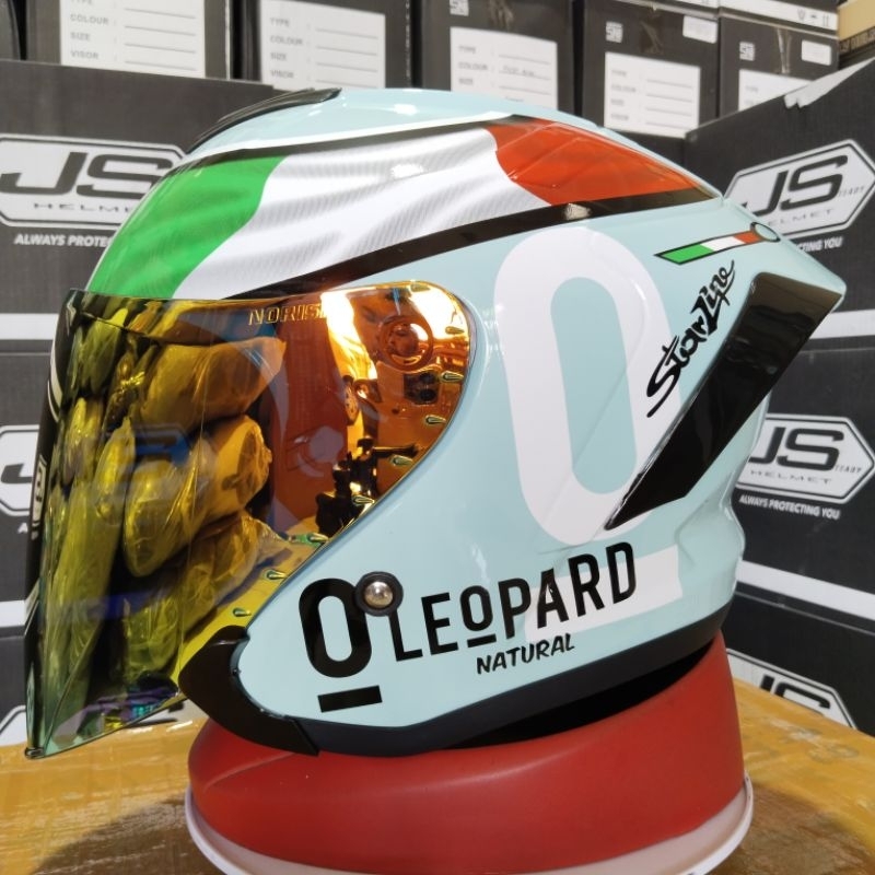 JS ARMOR HELMET WITH LEOPARD EASY GREEN MOTIF (HANDSOME PACKAGE ...