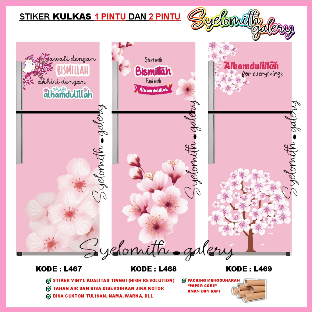 1-door Refrigerator Sticker 2-door Refrigerator Sticker Sakura Pink ...