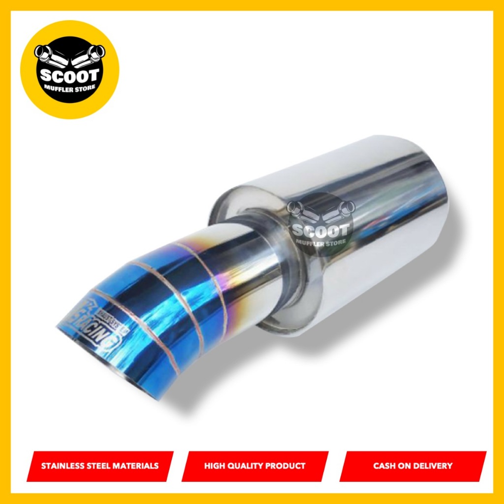 Js Racing Burn Car Exhaust Tip Dry Bass Sound 2 Inc Inlet Pipe Universal Muffler Shopee 2962