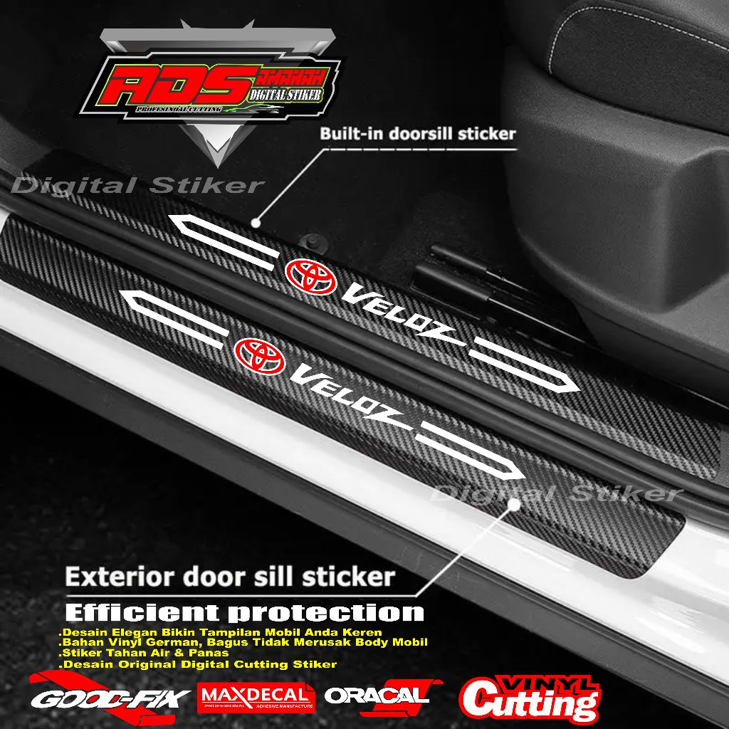 1/9 Pcs Sticker Protector Sill Plate Car Sticker Veloz 3D Carbon Fiber ...