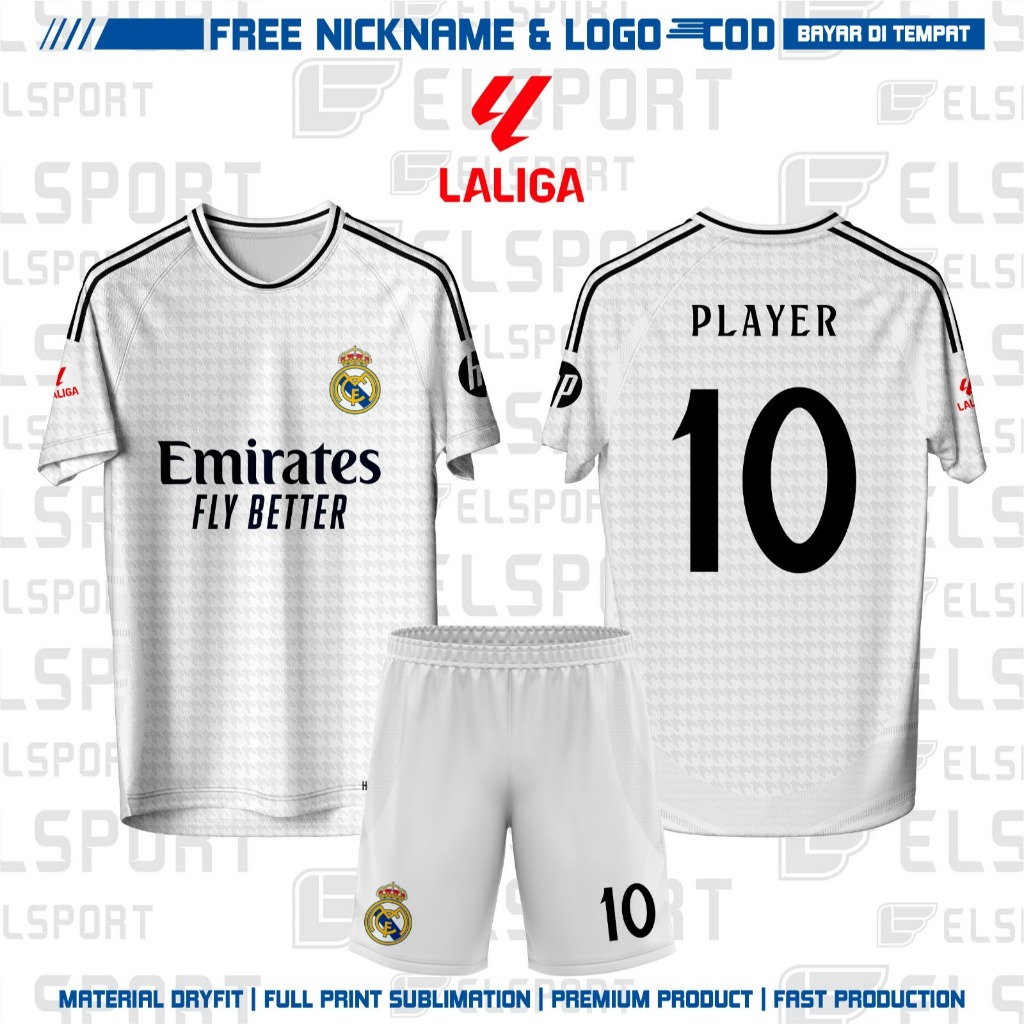 New REAL MADRID HOME Football jersey Free To Install Your Name And No ...