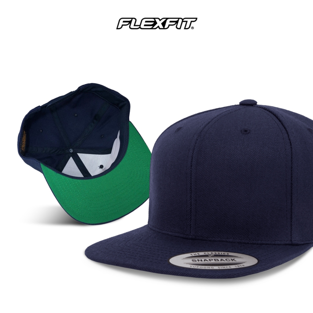 Flexfit Yupoong Men's Plain Snapback Hat, Original Import, Navy 6089M ...