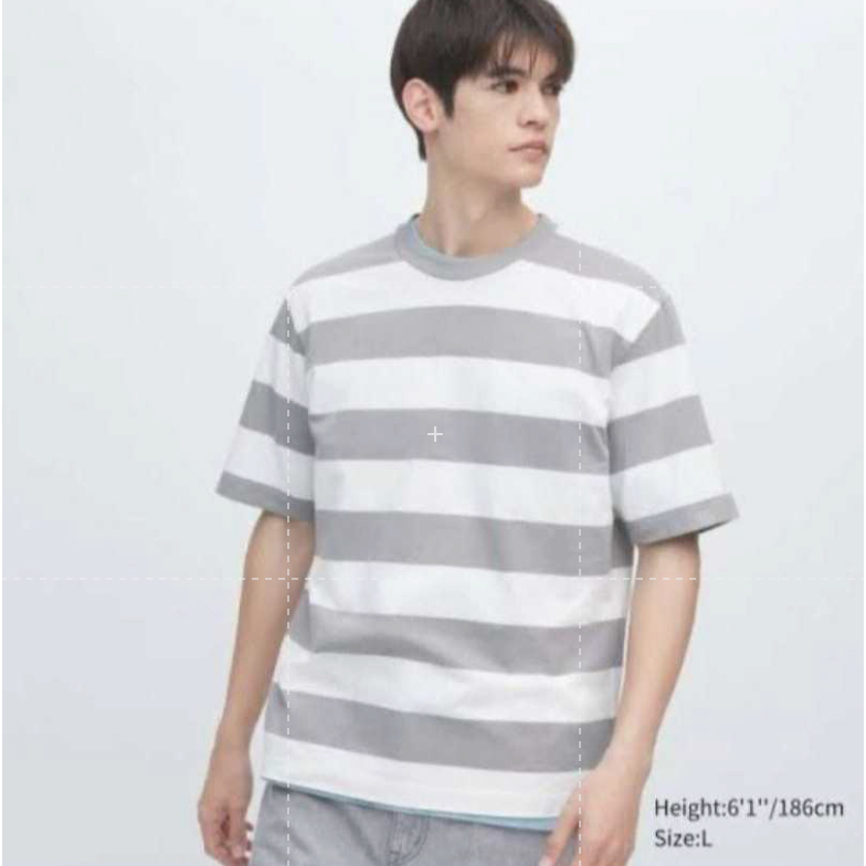UNIQLO T-Shirt Oversized Striped Half Sleeve T-Shirt Shopee