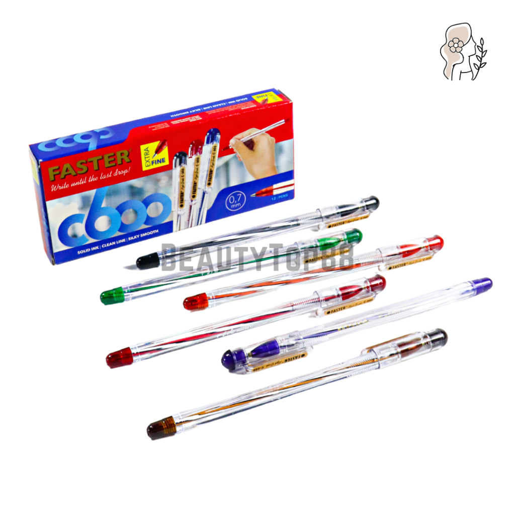 MERAH Faster C600 Ballpoint Pen - Black Ballpoint Pen Redbiru [1 BOX ...