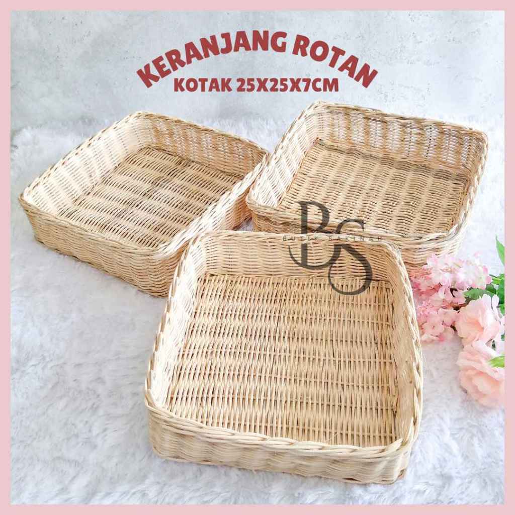 Rattan Basket Multipurpose Box PREMIUM PARCEL 25X25X7 CM | Shopee ...