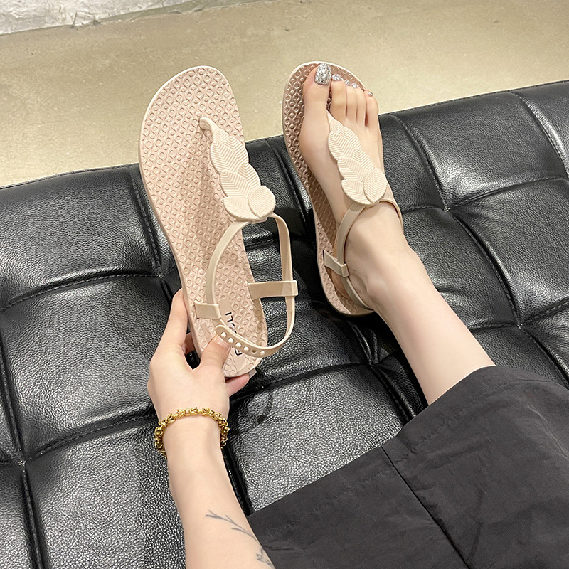 Plk TG1840 Women's Flat Flip-flops with Leaf Motif Back Strap | Shopee