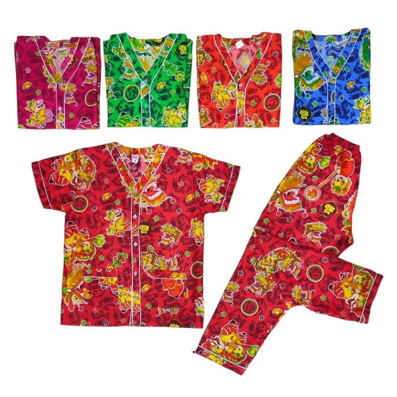 Dragon Motif Chart Batik Pajamas, Chinese New Year 2024 Shopee