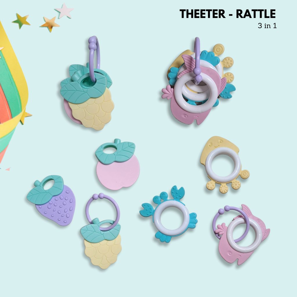 Teether 3 In 1 - Teether Set Animal Fruit - Baby Bite Toy In the Shape ...