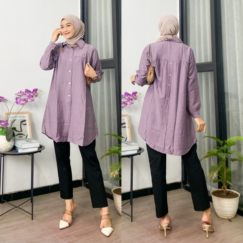 Zulfa Linen Polo Tunic LD 110cm and LD 125cm Back Button Variation ...