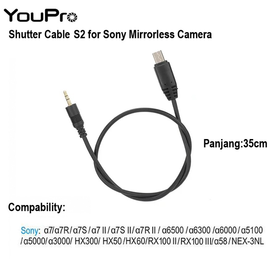 Youpro Shutter Cable Remote Type S2 for Sony A5000 - A6000 - A7 - A7R ...