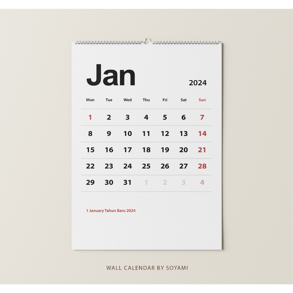 A3 Simple White 2025 Aesthetic Premium Quality Spiral Wall Calendar ...