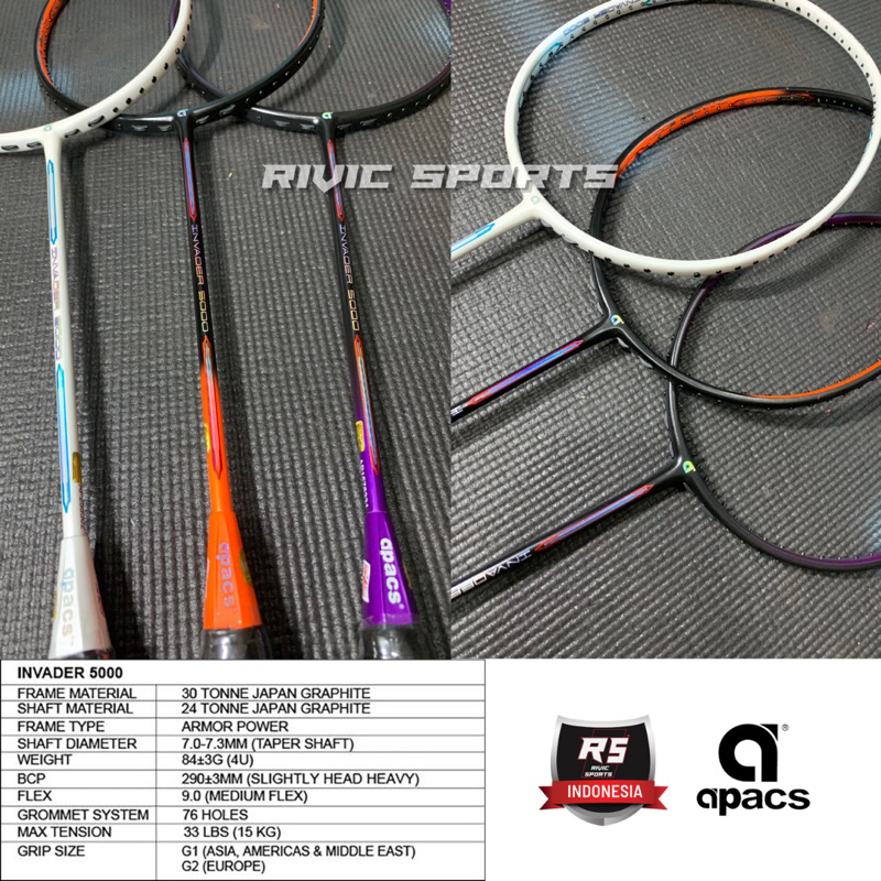 Apacs INVADER 5000 33LBS Racket Badminton Racket Original 100% | Shopee ...