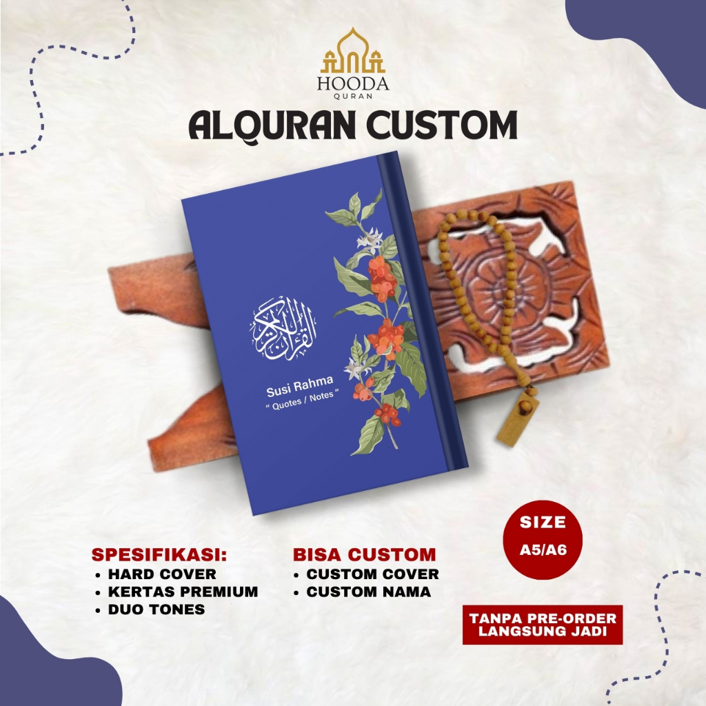 Hooda Al Quran Custom Cover The Name Of The Souvenir, Translation And