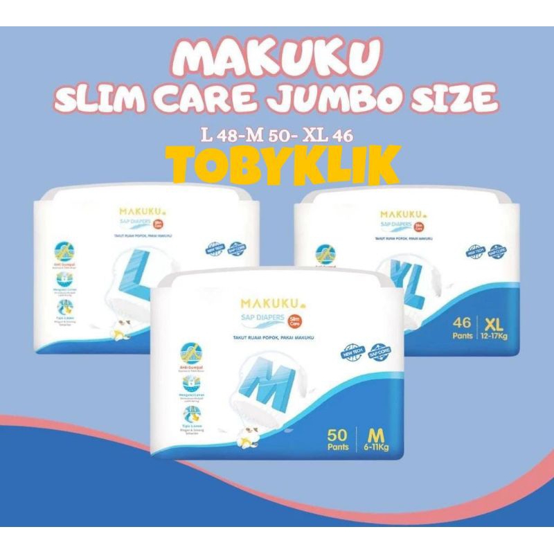 !! Package Contents 2 Packs!! Makuku Slim Care JUMBO pack Nb54/ M50 ...