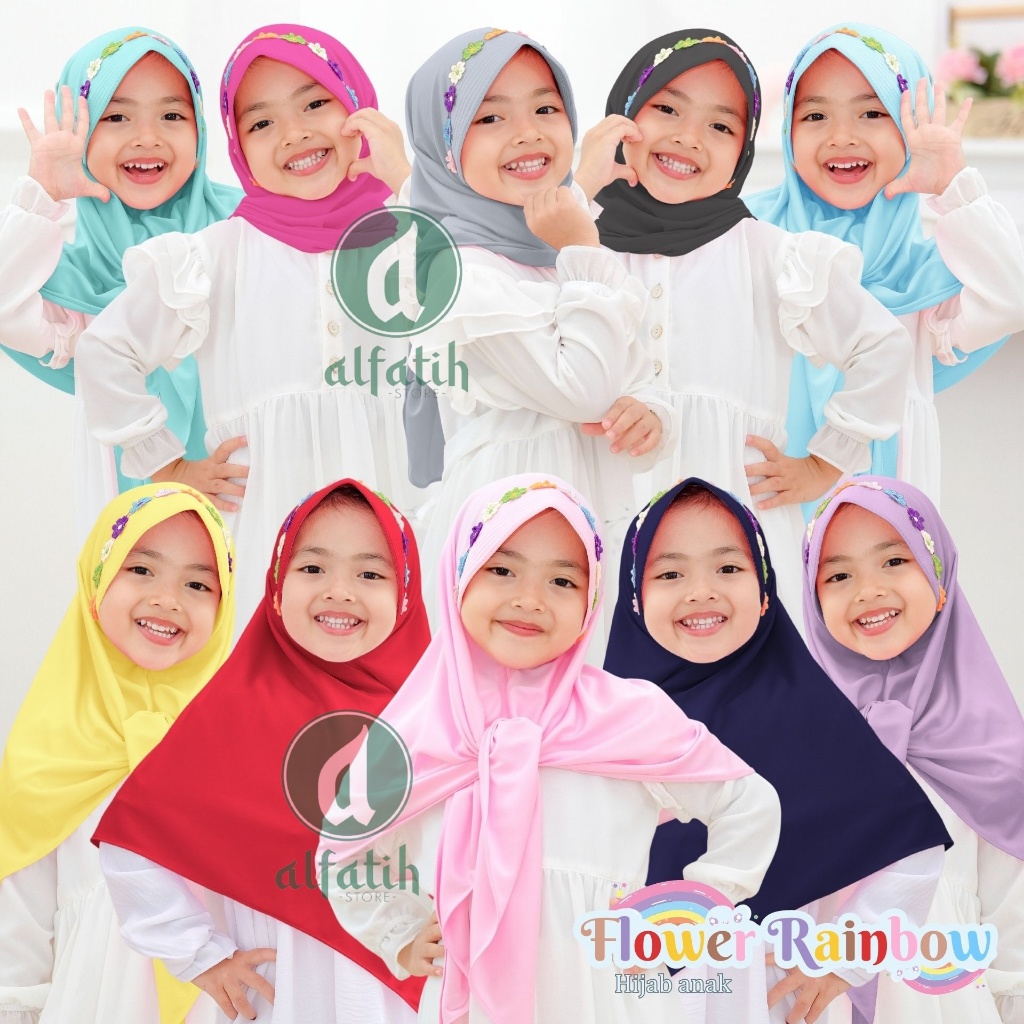 Triangle HIJAB For Girls Variations PED Jasmine RAINBOW Ages 2-7 Years ...