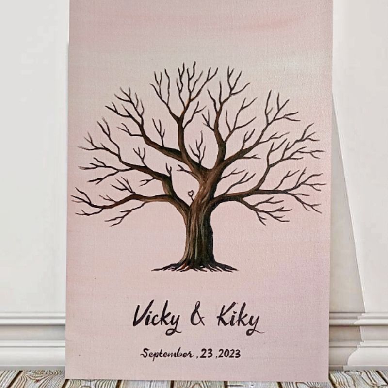 40x60cm Wedding Tree Canvas Painting Original Handmade Not Print/Finger ...