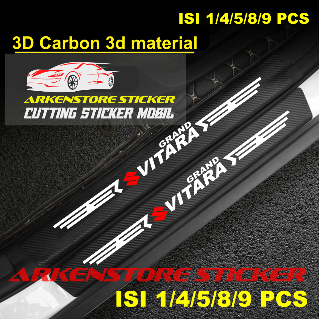 9pcs sticker sill plate carbon 3d Car suzuki grand vitara sticker