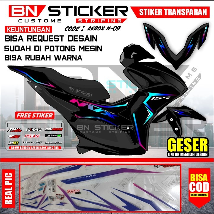 HITAM MERAH PUTIH Transparent Striping NVX Aerox 155 New 2024 Full Body ...