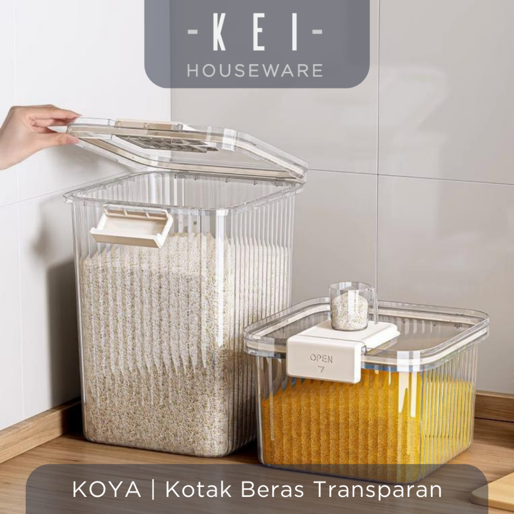【KEI】KOYA Transparent Rice Storage Box Aesthetic Rice Jar Minimalist ...