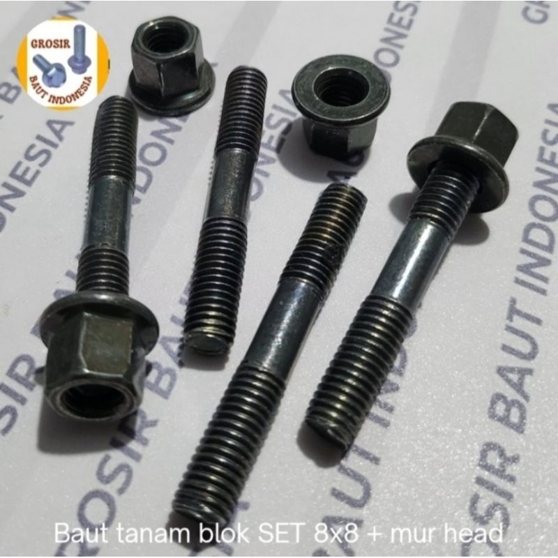 Block Bolt set 8x8 + head nut (8pcs set) | Shopee Philippines