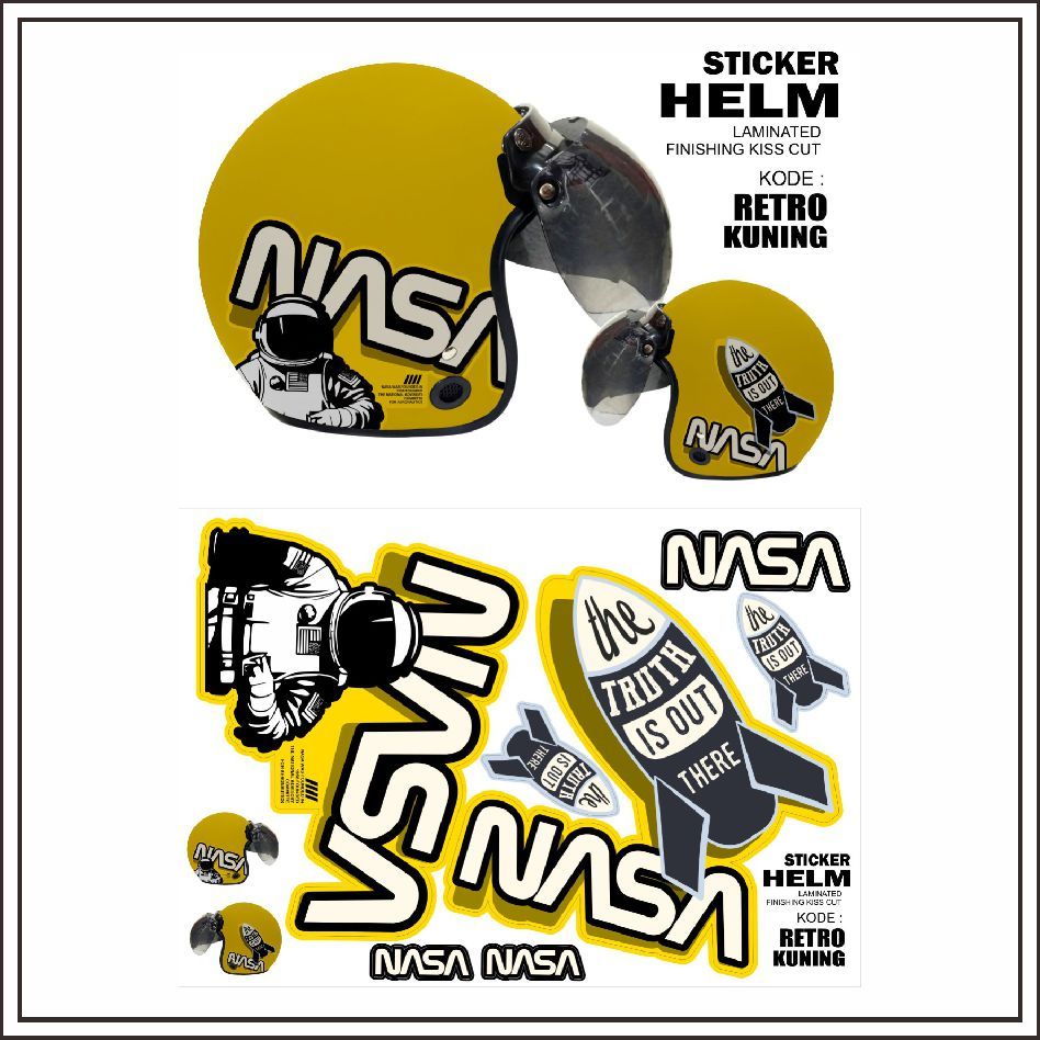Complete NASA RETRO BOGO TYPE HALF FACE HELMET STICKER | Shopee Philippines