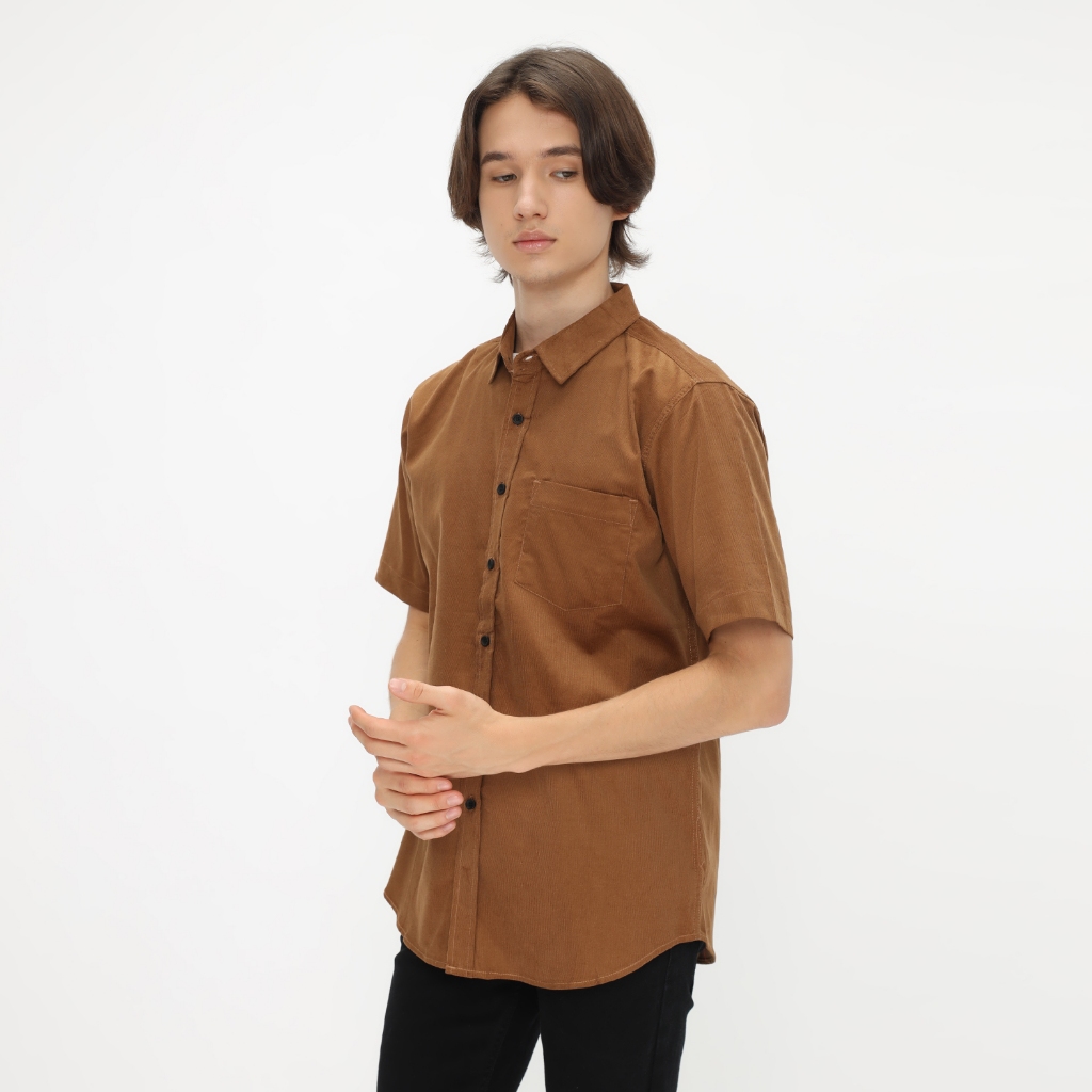 KEMEJA Helten Light Brown Kodorai Shirt Short Sleeve comfort Slim ...